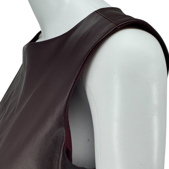 Pamella Roland Burgundy Leather Shift Dress – Excellent Pre-Owned Condition - Picture 4 of 12